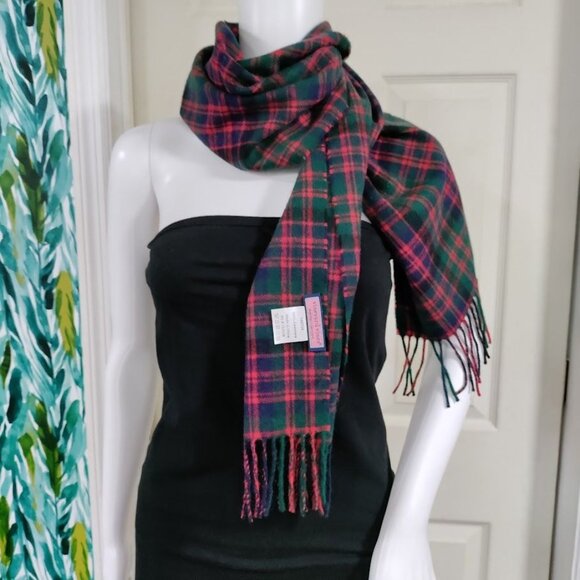 NWT Vineyard Vines Cashmere Scarf Red Green And Blue Plaid Tartan Scarf - Picture 3 of 8